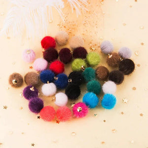 24pcs 15mm Plush Fur Ball Beads DIY Pompom Pendant for Jewelry Making