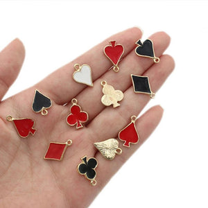 20pcs Enamel Playing Card Shape Charms KC Tone DIY Jewelry Making Pendants