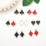 20pcs Enamel Playing Card Shape Charms KC Tone DIY Jewelry Making Pendants