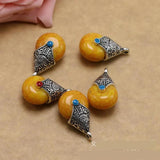 Tibetan Silver Water Drop Beads Natural Stone Pendants for DIY Jewelry Making