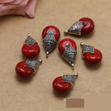 Tibetan Silver Water Drop Beads Natural Stone Pendants for DIY Jewelry Making