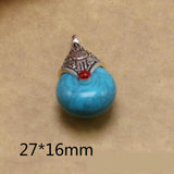 Tibetan Silver Water Drop Beads Natural Stone Pendants for DIY Jewelry Making