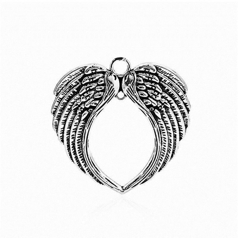 Large Angel Wings Pendants Charm in Circle Christmas Tree Ornament
