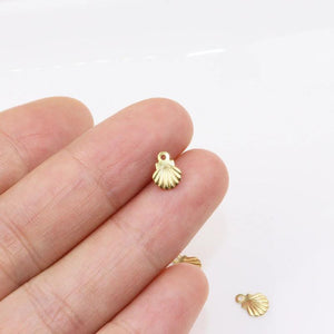 20pcs 6mm Stainless Steel Shell Dangling Charms DIY Jewelry Unfading Colorless