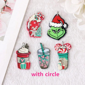 10Pcs Christmas Coffee Cup Charms for DIY Making