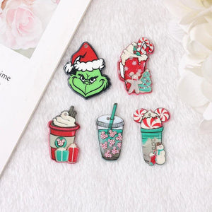 10Pcs Christmas Coffee Cup Charms for DIY Making