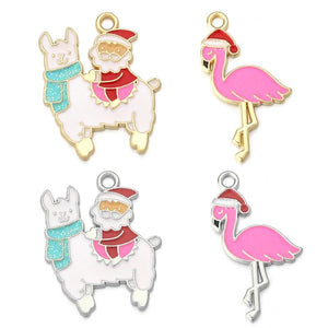 10pcs Enamel Alpaca Charm Animal DIY Pendants Earrings Bracelets
