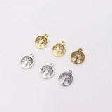 10pcs 8mm StainlessSteel Tree Charm Pendant DIY Necklace
