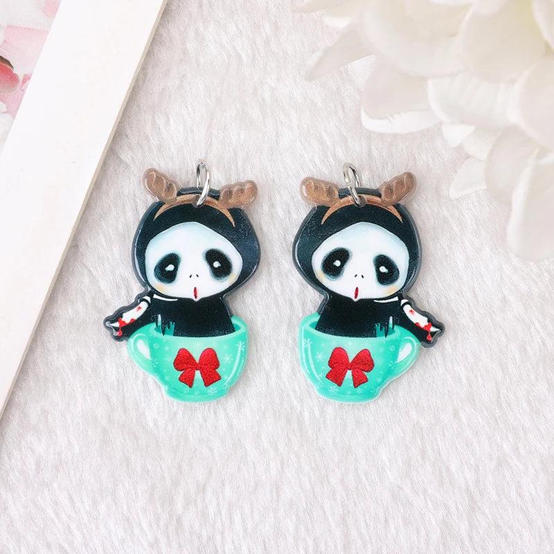 8Pcs Christmas Charms Acrylic Jewelry Findings DIY Making Accessories