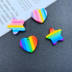 10pcs Resin Hot Pastel Rainbow Star Heart Charms for DIY Earring Necklace