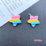 10pcs Resin Hot Pastel Rainbow Star Heart Charms for DIY Earring Necklace