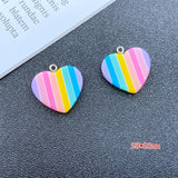 10pcs Resin Hot Pastel Rainbow Star Heart Charms for DIY Earring Necklace