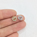 10pcs Tiny Heart Rhinestone Charms Pendant DIY Jewelry 2 Colors