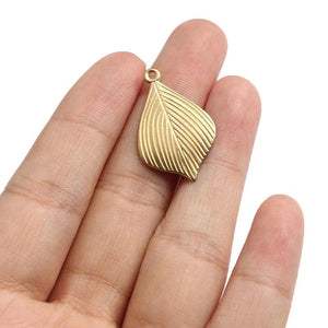 10pcs Raw Brass Leaf Charms for DIY Earrings Necklace Jewelry Making