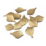 10pcs Raw Brass Leaf Charms for DIY Earrings Necklace Jewelry Making