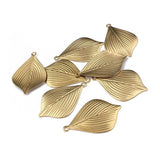 10pcs Raw Brass Leaf Charms for DIY Earrings Necklace Jewelry Making