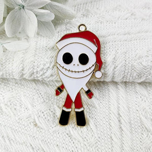 10pcs Skull Face Santa Claus Enamel Charms DIY Keychain Bracelet Earring