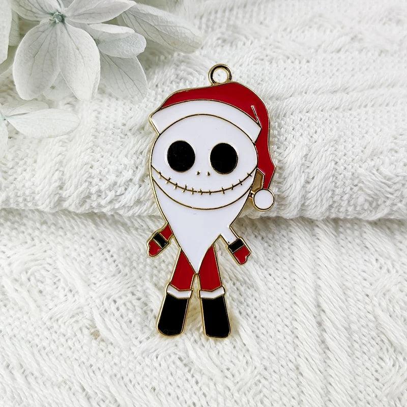 10pcs Skull Face Santa Claus Enamel Charms DIY Keychain Bracelet Earring