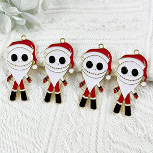 10pcs Skull Face Santa Claus Enamel Charms DIY Keychain Bracelet Earring