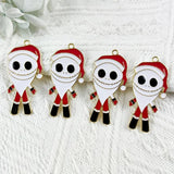 10pcs Skull Face Santa Claus Enamel Charms DIY Keychain Bracelet Earring