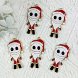 10pcs Skull Face Santa Claus Enamel Charms DIY Keychain Bracelet Earring