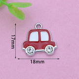 10Pcs Enamel Crystal Car Charm Pendant DIY Jewelry Making