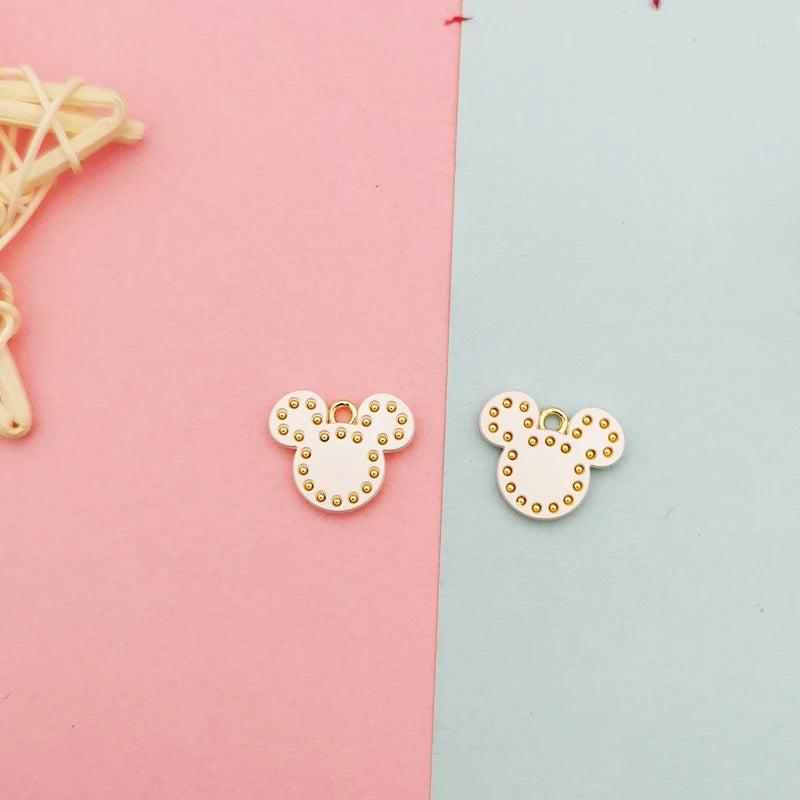 10pcs Matte Spray Paint Mickey Head Charms Metal Pendants DIY Jewelry