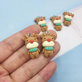 10Pcs Christmas Deer Resin Charms For DIY Jewelry Making