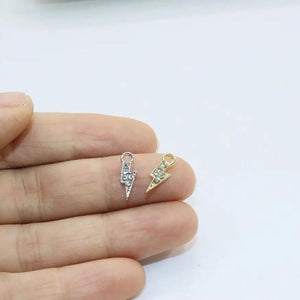 10pcs 5*10mm Rhinestone Lightning Coin Necklace DIY