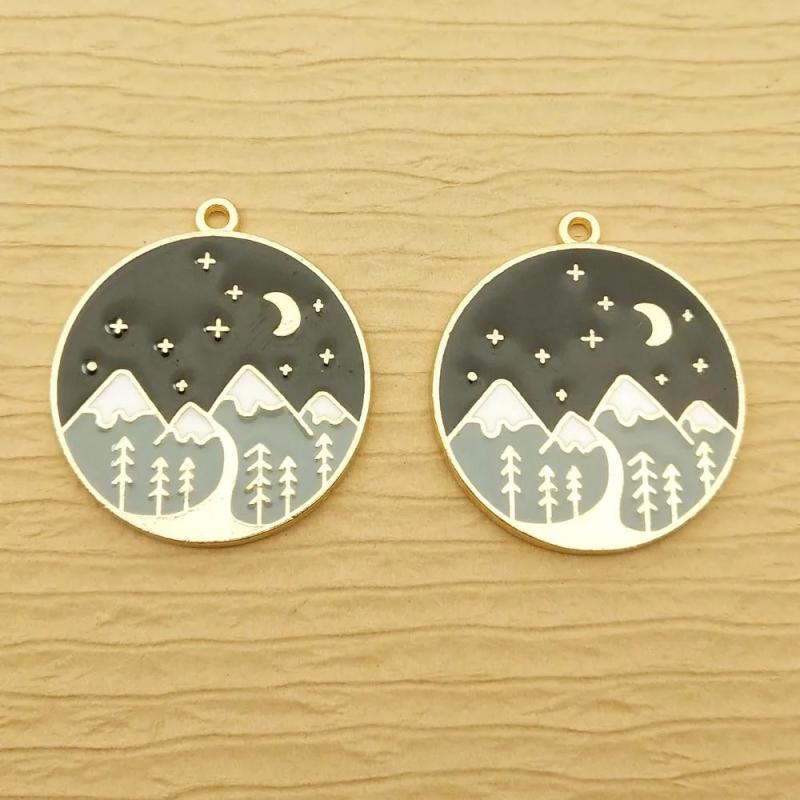 10pcs Enamel Moon Night Charm for Jewelry Making DIY Supplies