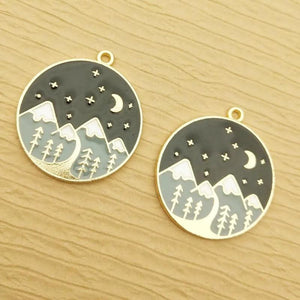 10pcs Enamel Moon Night Charm for Jewelry Making DIY Supplies
