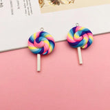 10pcs Colorful Clay Lollipop Charms for DIY Making