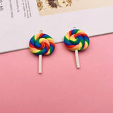10pcs Colorful Clay Lollipop Charms for DIY Making