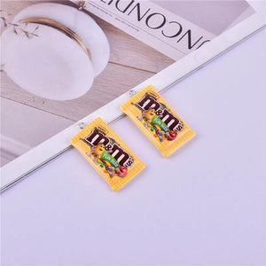 10Pcs Resin M Bean Chocolate Charms Pendants for Jewelry Making