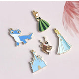 10 Pcs Castle Princess Deer Enamel Charms for DIY Jewelry Making