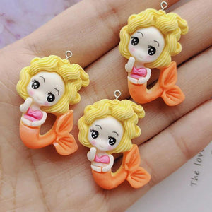 10Pcs Mermaid Resin Charms for DIY Jewelry Making