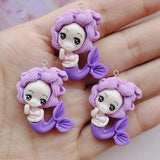 10Pcs Mermaid Resin Charms for DIY Jewelry Making