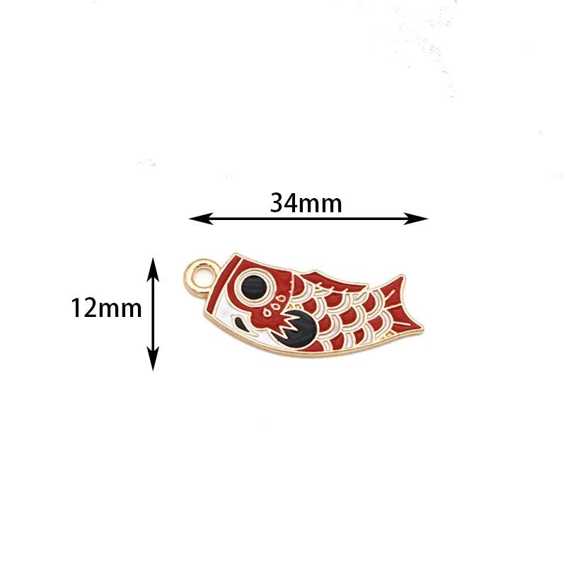 10pcs Enamel Goldfish Charms for DIY Jewelry Making Japanese Koi Earring Pendant
