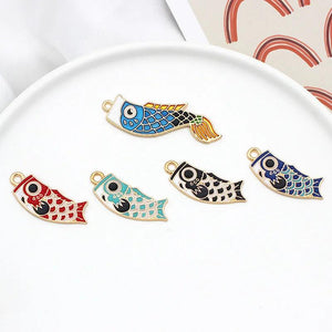10pcs Enamel Goldfish Charms for DIY Jewelry Making Japanese Koi Earring Pendant