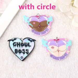 12Pcs Spooky Sexy Booty Acrylic Charms Ghoul Pastel Goth Pendant