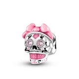 Halloween Moon Cat Witch Broom Skeleton Skull Silver Charm Bracelet Necklace