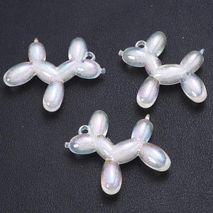 10Pcs 3D Balloon-Dog Acrylic Charm Pendant for Jewelry Making