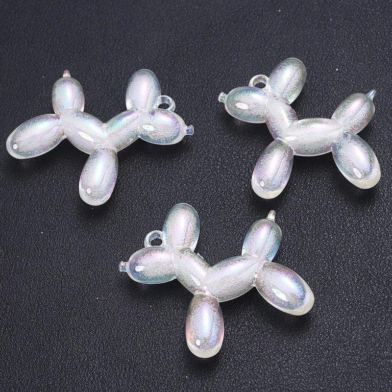 10Pcs 3D Balloon-Dog Acrylic Charm Pendant for Jewelry Making