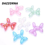 10Pcs 3D Balloon-Dog Acrylic Charm Pendant for Jewelry Making