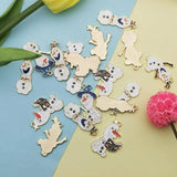 10PCS Smiling Snowman Enamel Charms Pendant Metal DIY