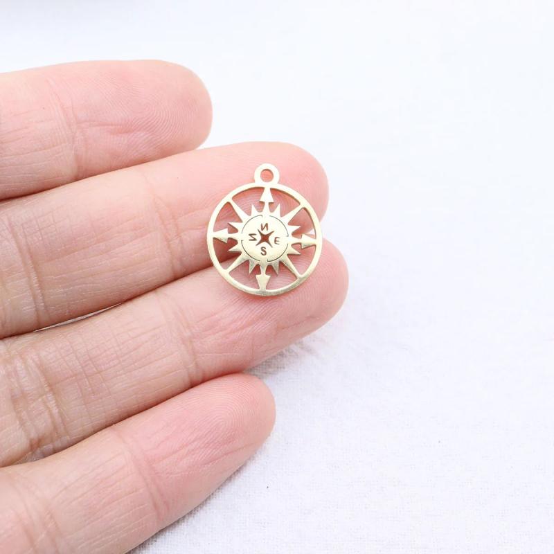 10pcs 15mm Stainless Steel Compass Charm Pendant DIY Necklace Bracelets