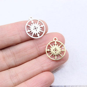 10pcs 15mm Stainless Steel Compass Charm Pendant DIY Necklace Bracelets