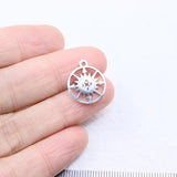 10pcs 15mm Stainless Steel Compass Charm Pendant DIY Necklace Bracelets