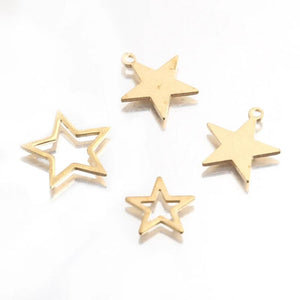 50Pcs/Lot Brass Tiny Star Charm Open Stars Pendant For DIY Jewelry Making
