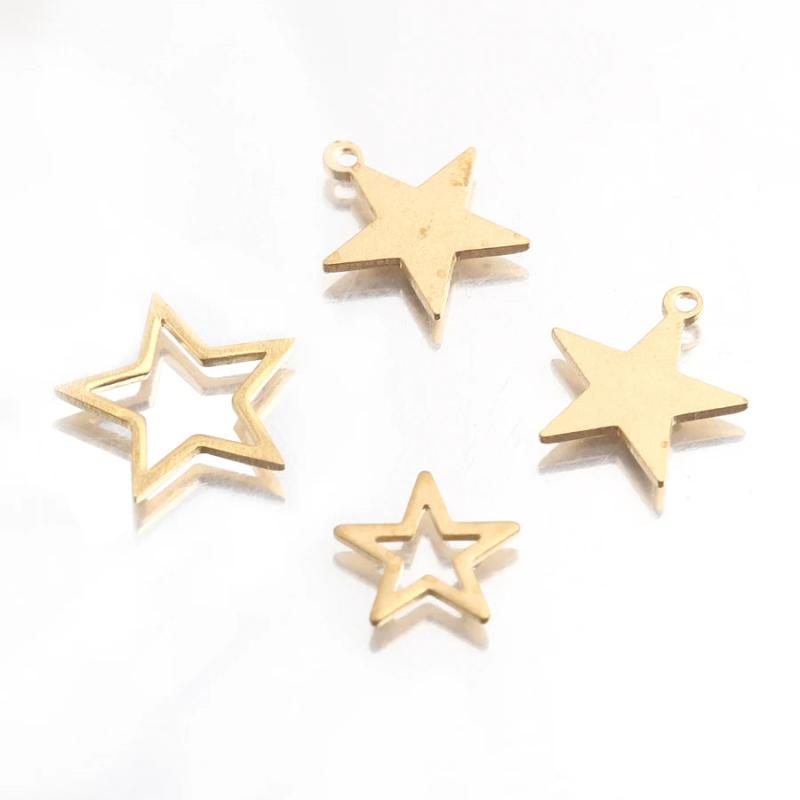 50Pcs/Lot Brass Tiny Star Charm Open Stars Pendant For DIY Jewelry Making